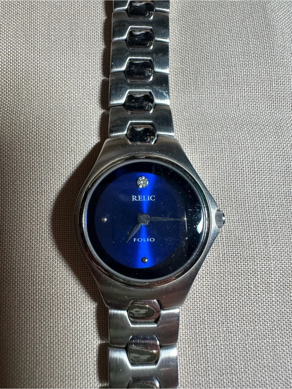Relic Silver Bracelet Watch with Blue Dial